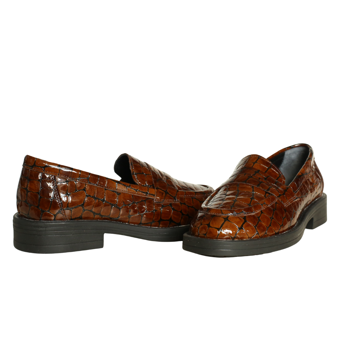 Kahve Kroko Rugan Kadın Loafer
