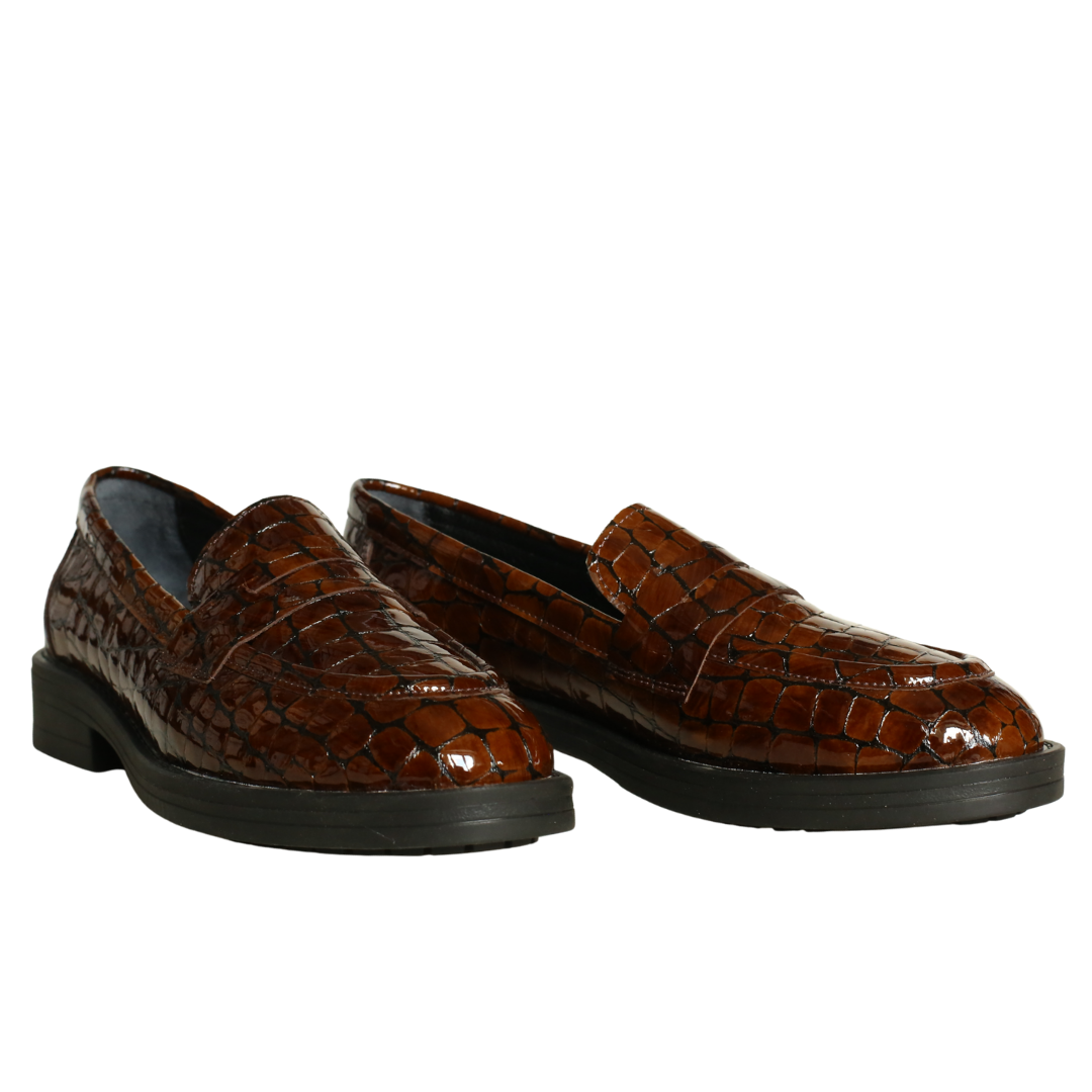 Kahve Kroko Rugan Kadın Loafer