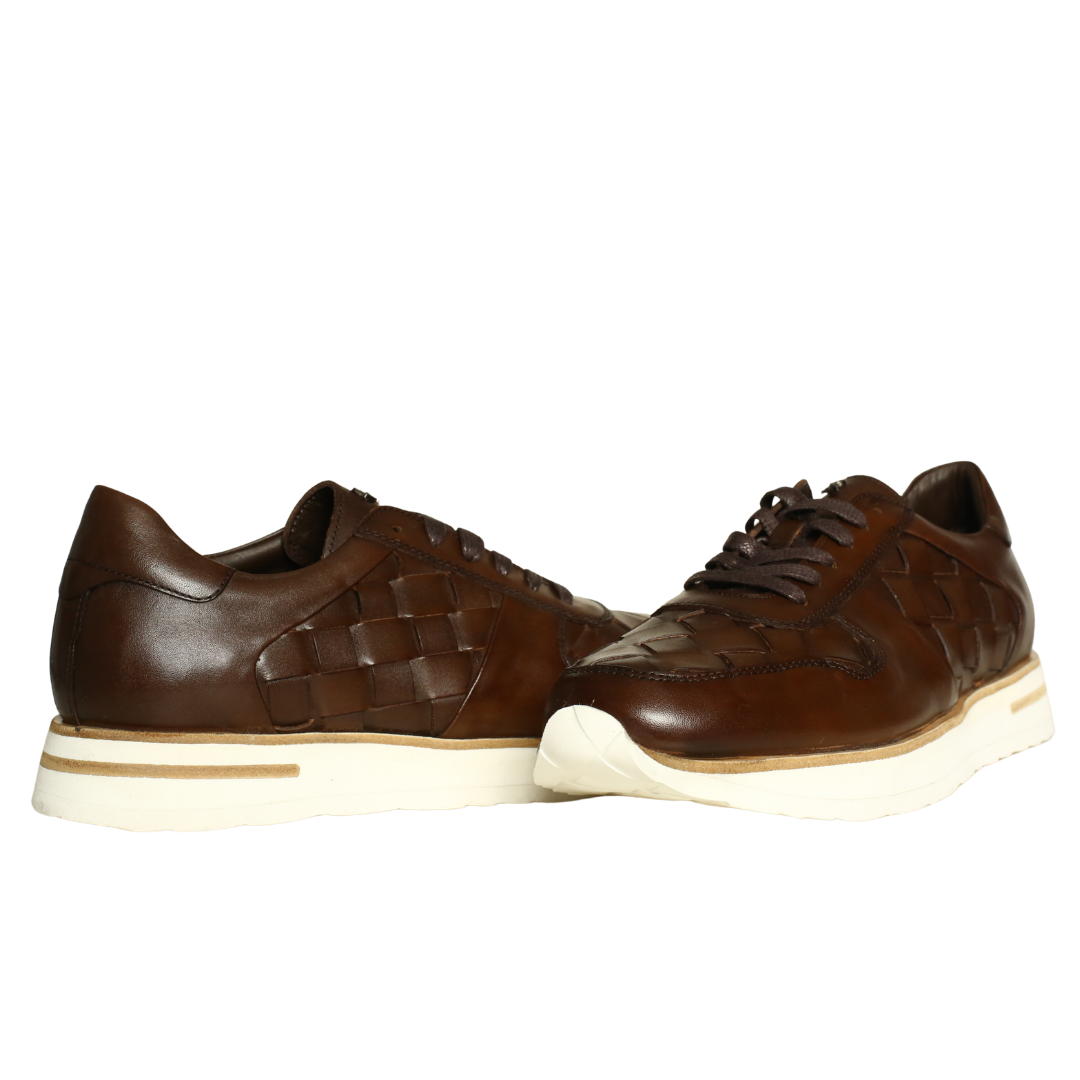 Kahve Örgü Deri Erkek Sneaker
