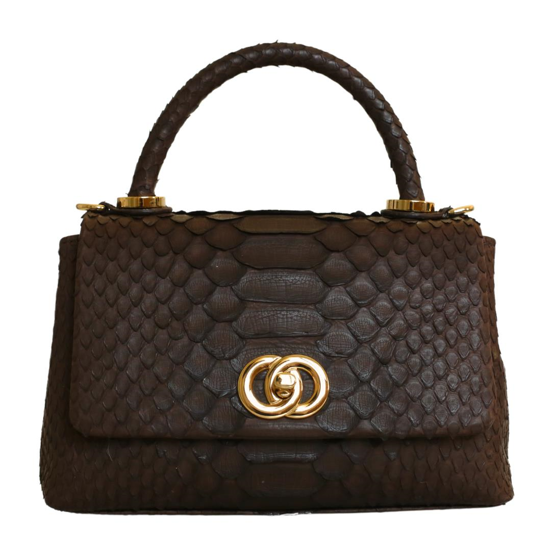 Kahve Pyhton Kadın El Çanta