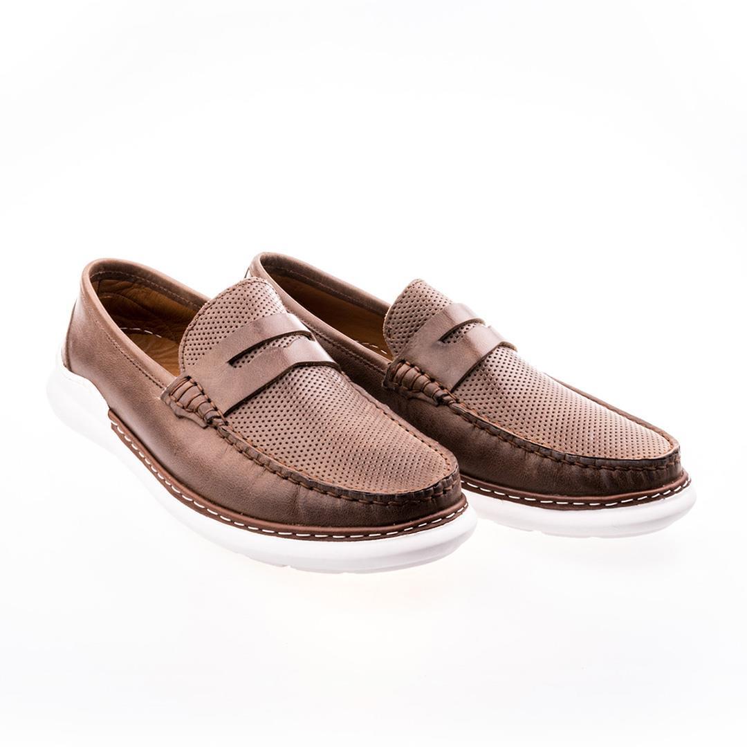 Kahve Python Baskı Erkek Loafer Ayakkabı
