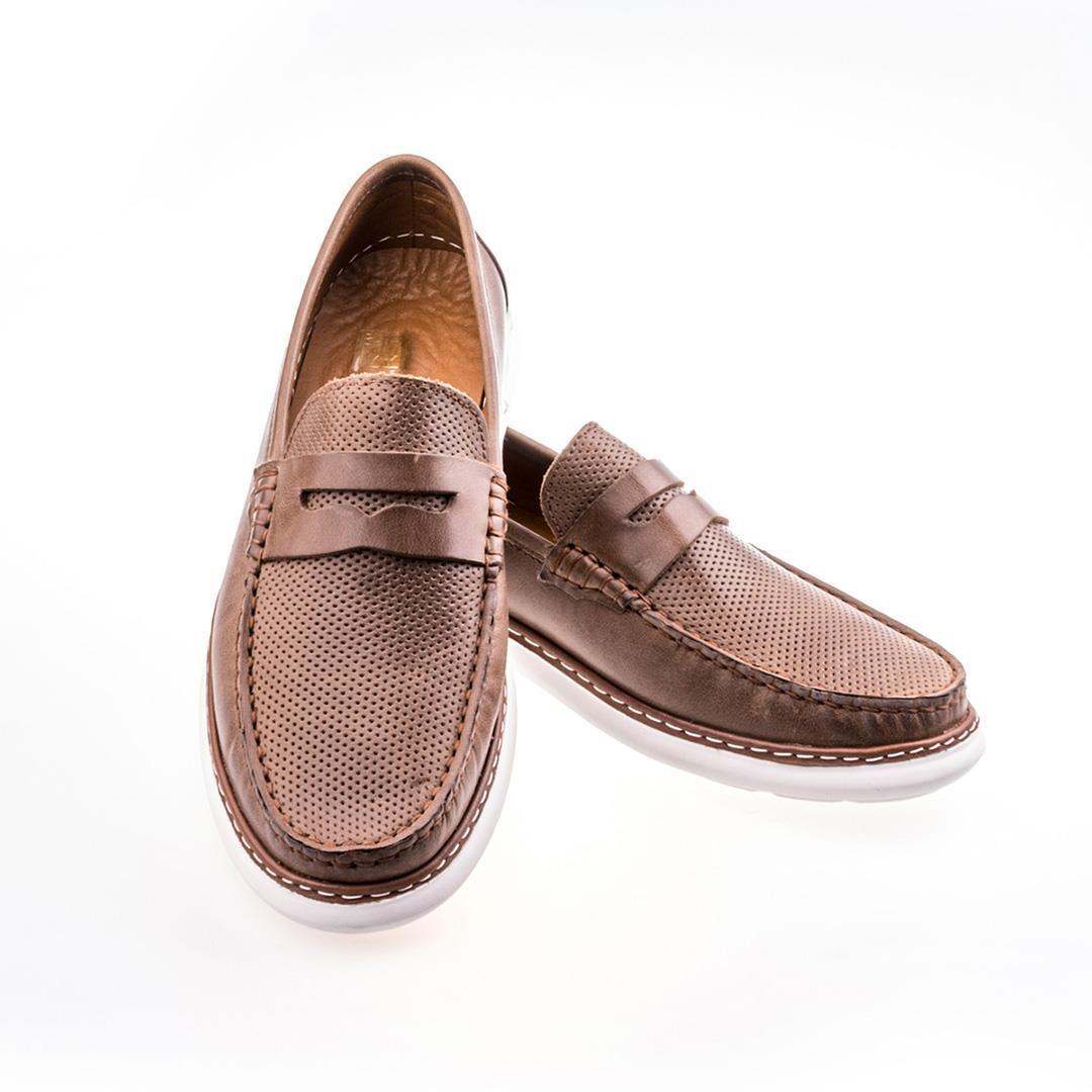 Kahve Python Baskı Erkek Loafer Ayakkabı