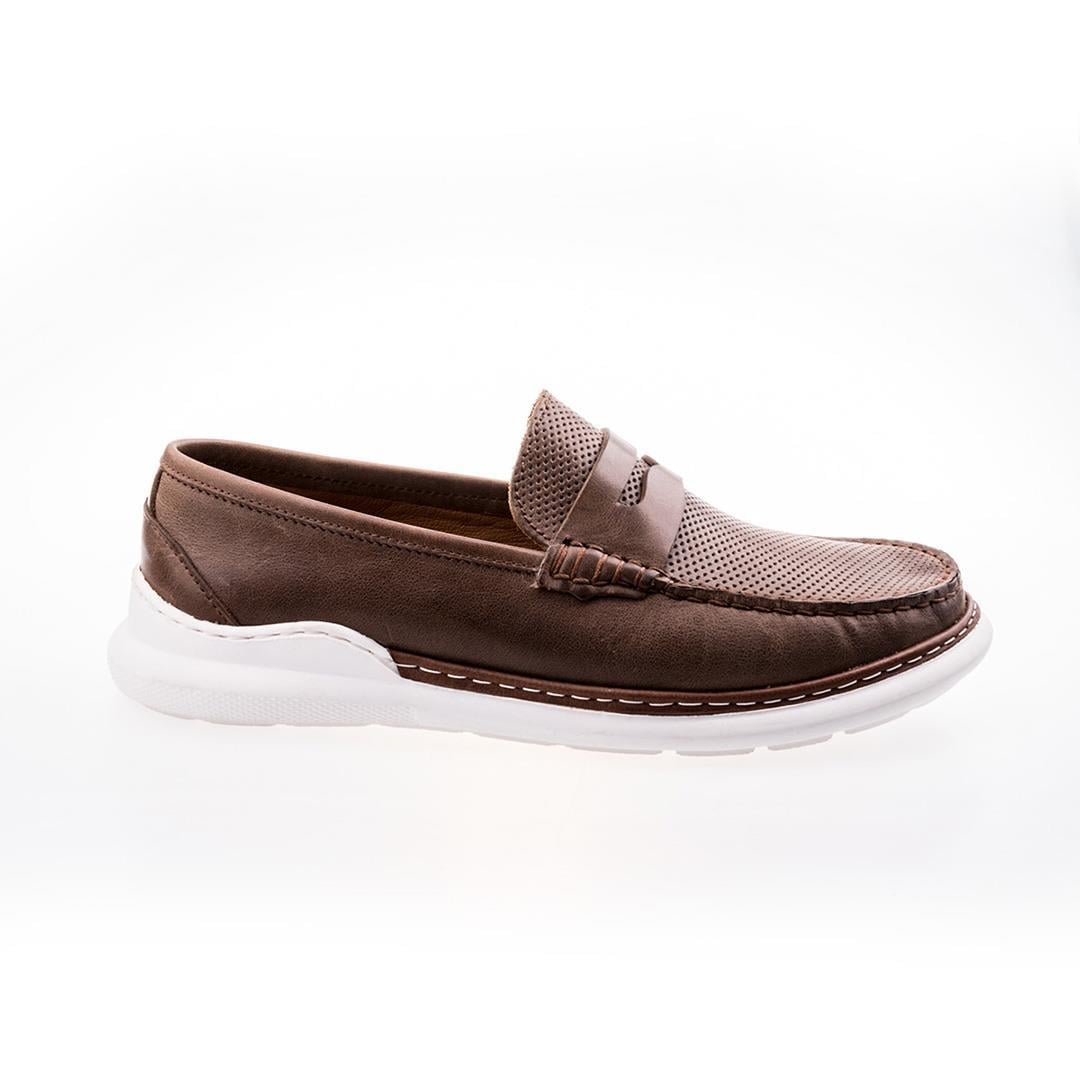 Kahve Python Baskı Erkek Loafer Ayakkabı