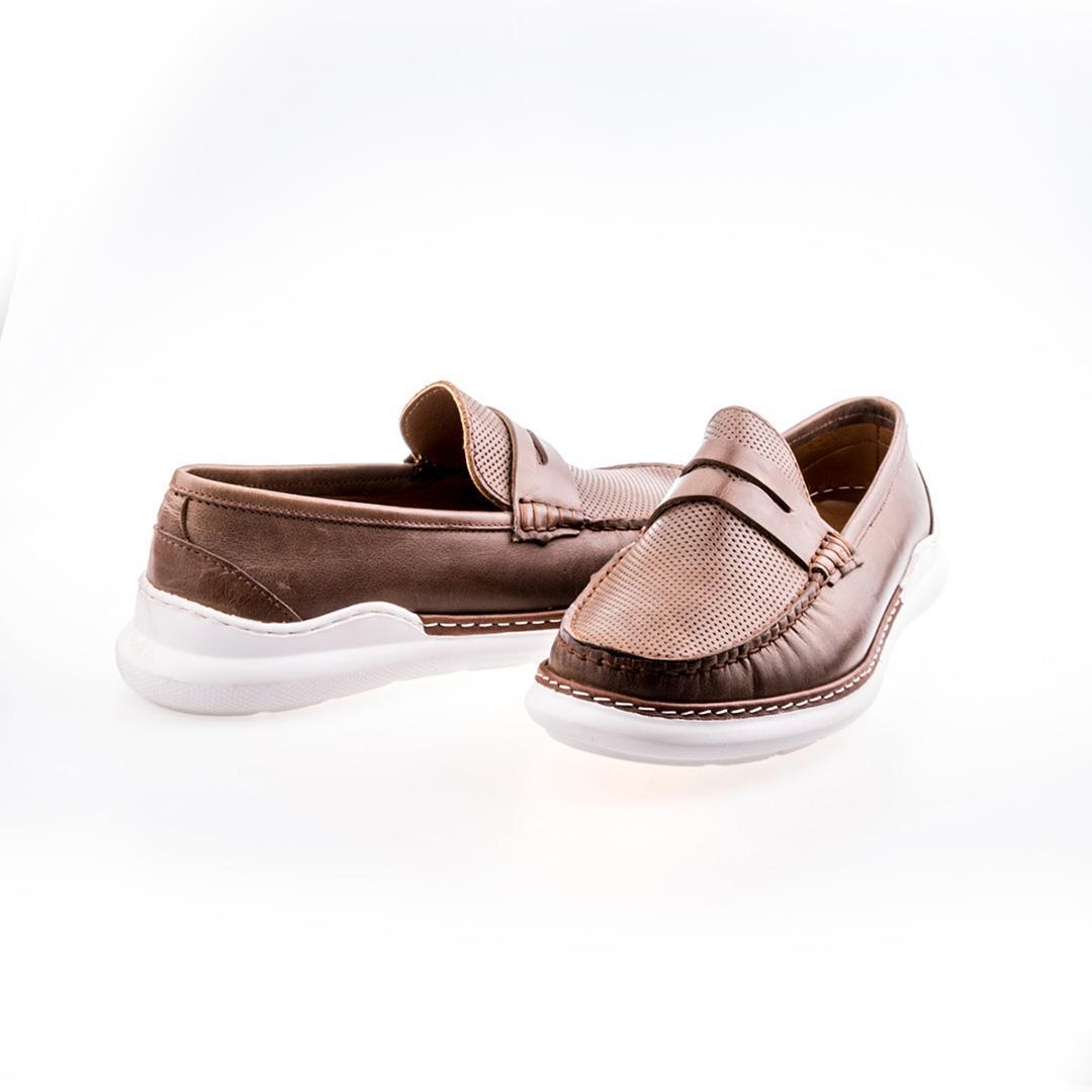 Kahve Python Baskı Erkek Loafer Ayakkabı