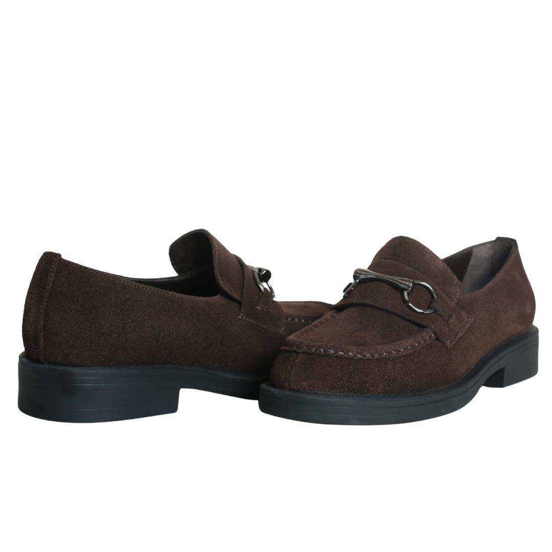 Kahve Süet Kadın Tokalı Loafer