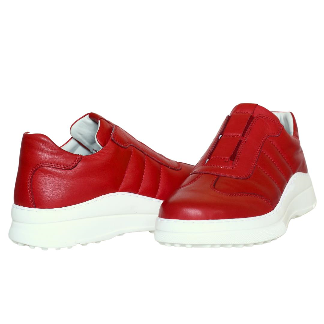 Kırmızı Deri Kadın Sneaker