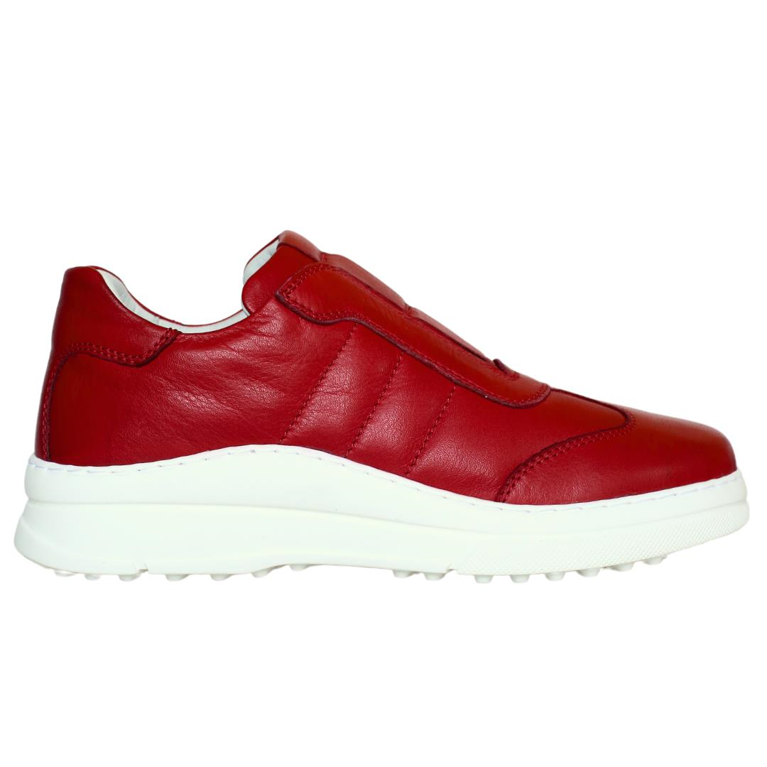 Kırmızı Deri Kadın Sneaker