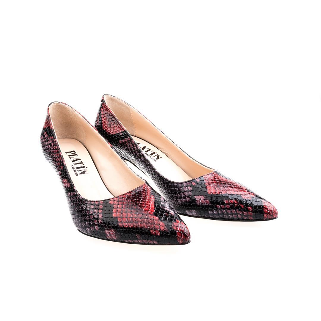 Kırmızı Python Baskı Kadın Stiletto Ayakkabı