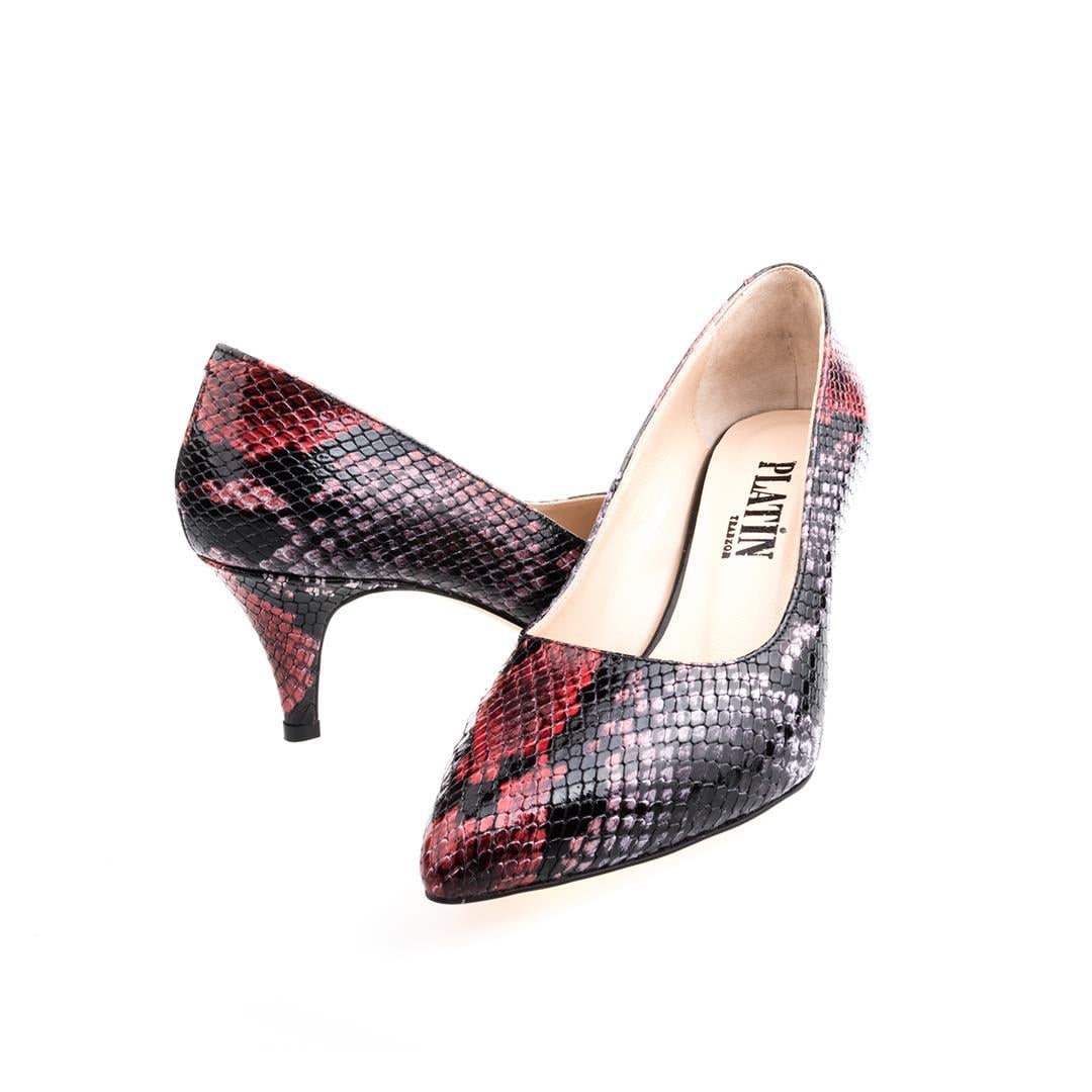 Kırmızı Python Baskı Kadın Stiletto Ayakkabı