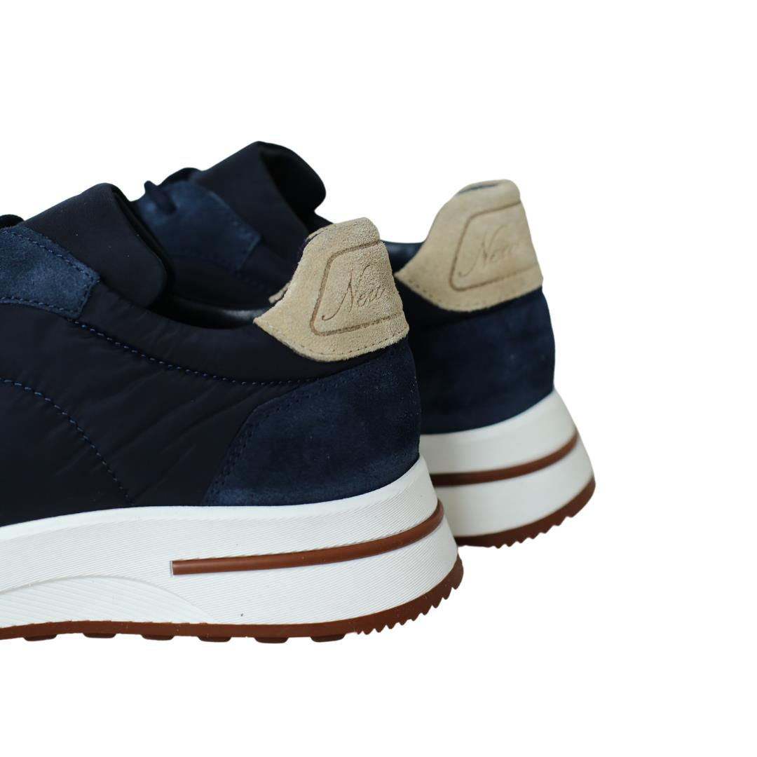 Lacivert Deri Bağcık Detaylı Erkek Sneaker