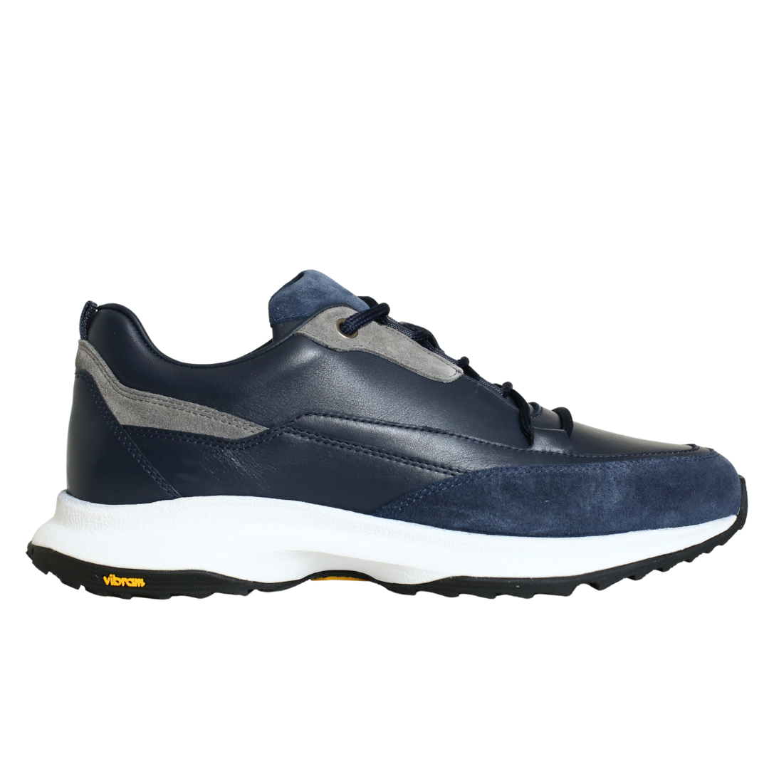 Lacivert Deri Bağcıklı Vibram Taban Sneaker