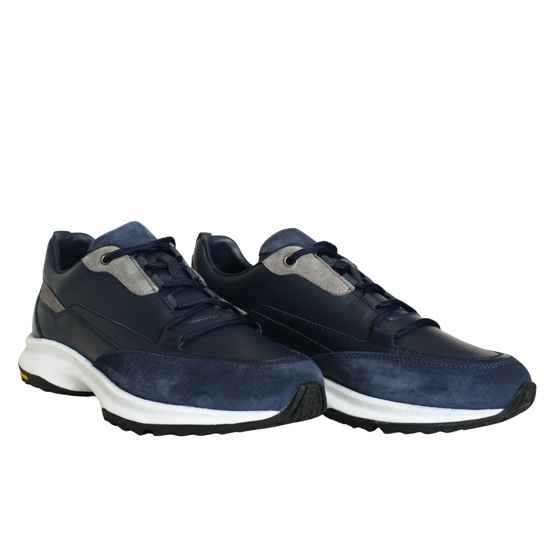 Lacivert Deri Bağcıklı Vibram Taban Sneaker