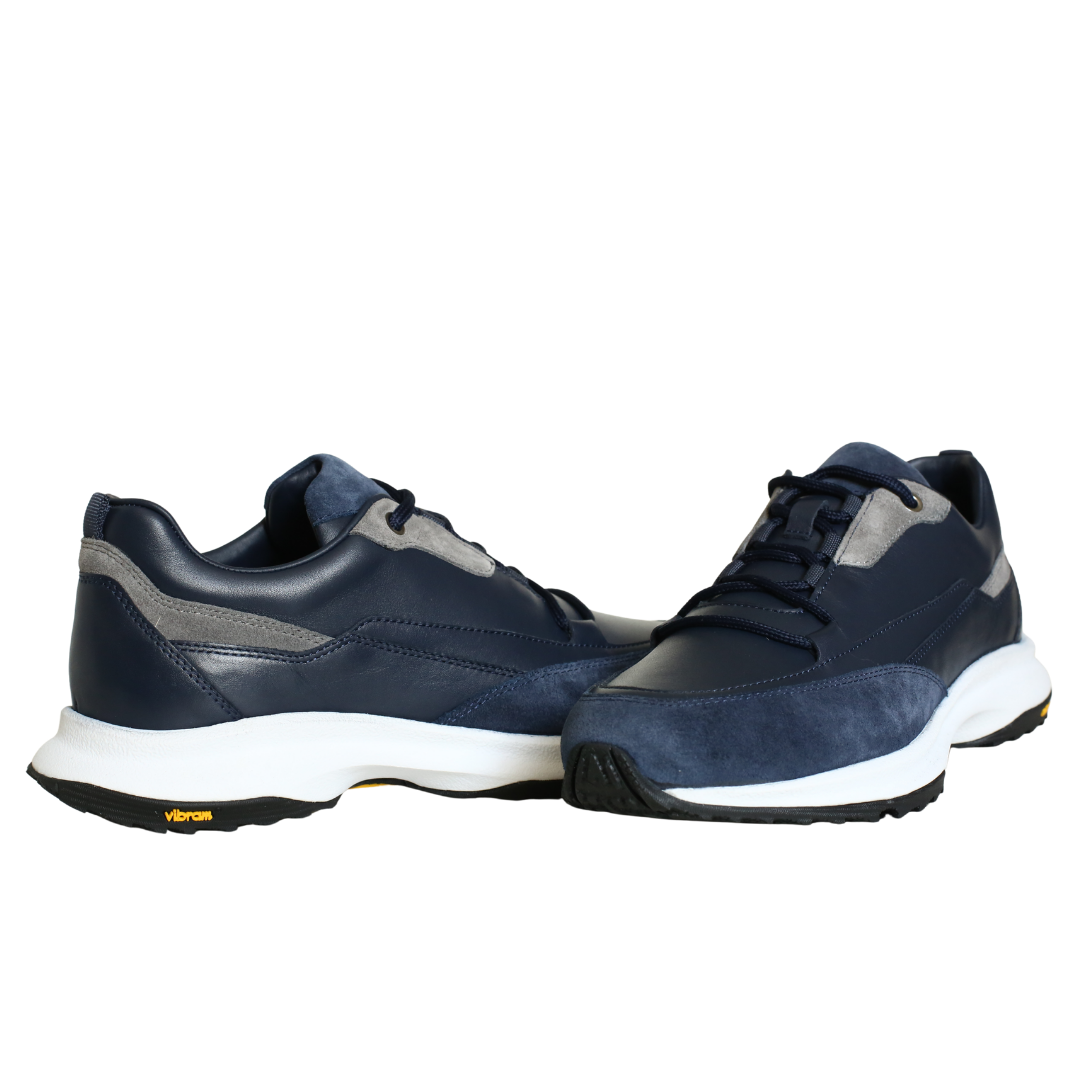 Lacivert Deri Bağcıklı Vibram Taban Sneaker