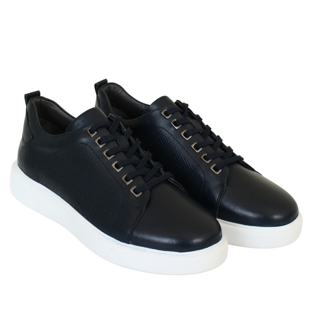 Lacivert Deri Erkek Sneaker
