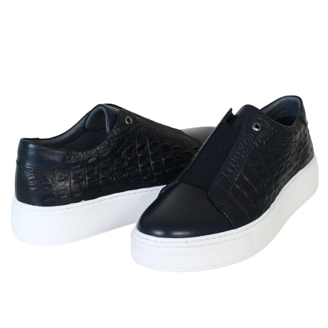 Lacivert Deri Erkek Sneaker