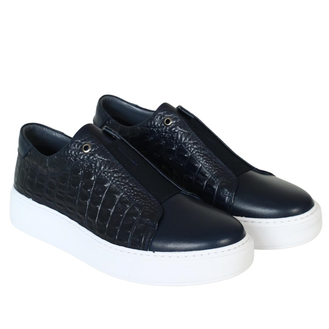 Lacivert Deri Erkek Sneaker