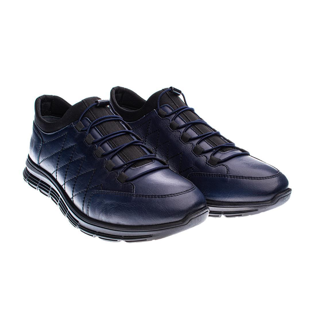 Lacivert Deri Erkek Sneaker