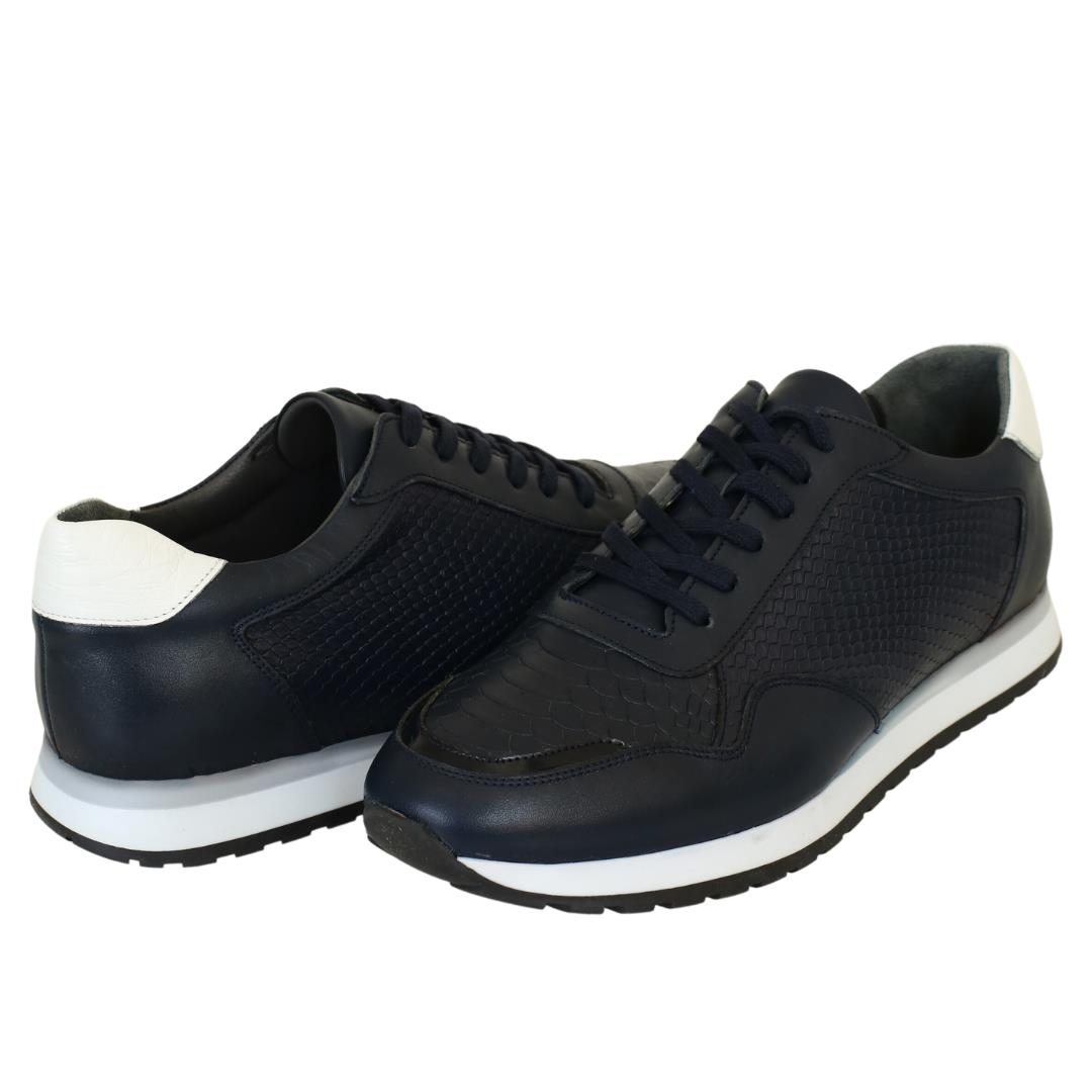 Lacivert Deri Erkek Sneaker