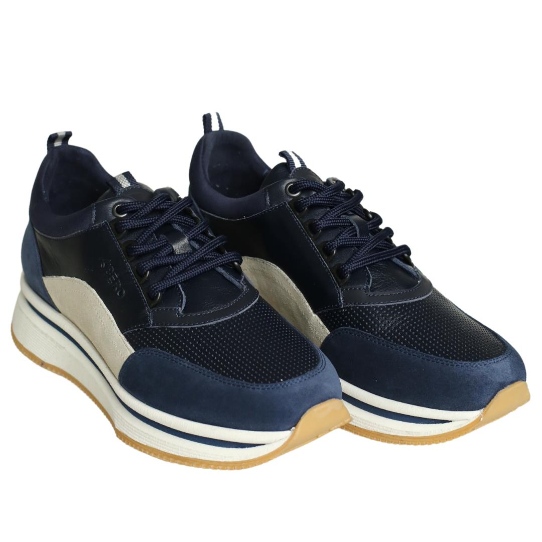 Lacivert Deri Erkek Sneaker
