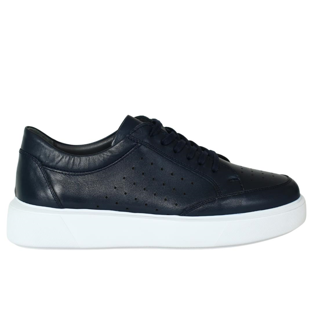 Lacivert Deri Erkek Sneaker