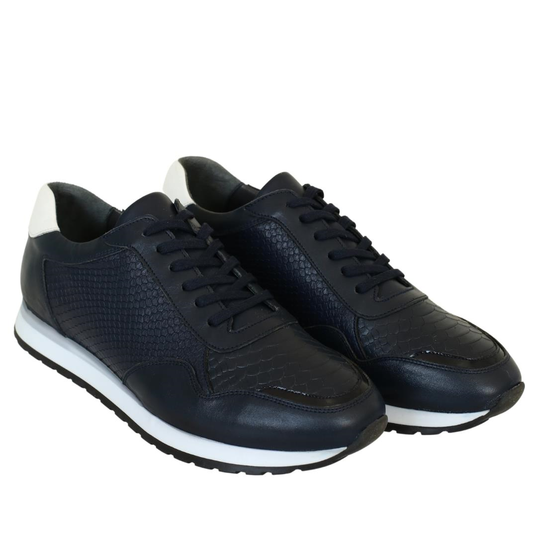 Lacivert Deri Erkek Sneaker