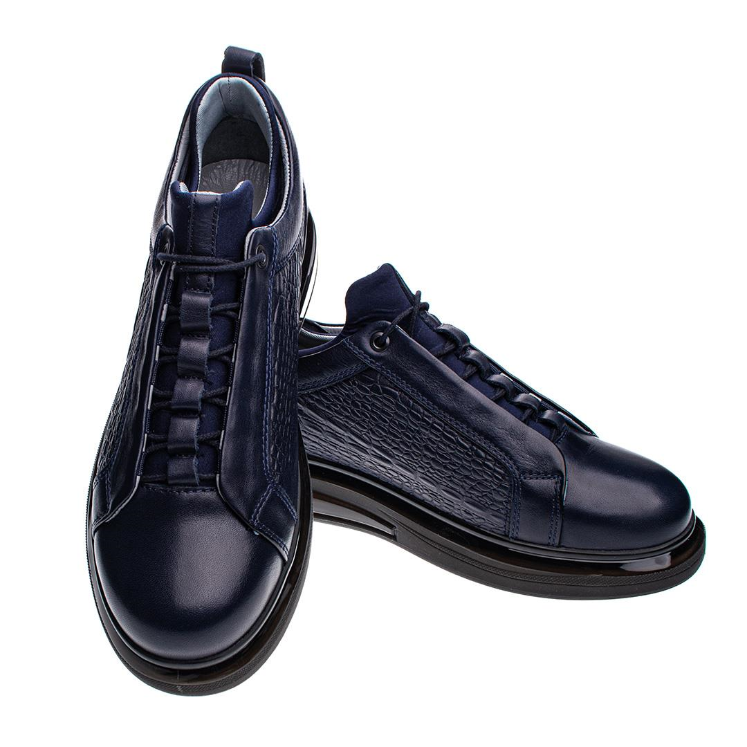 Lacivert Deri Erkek Sneaker