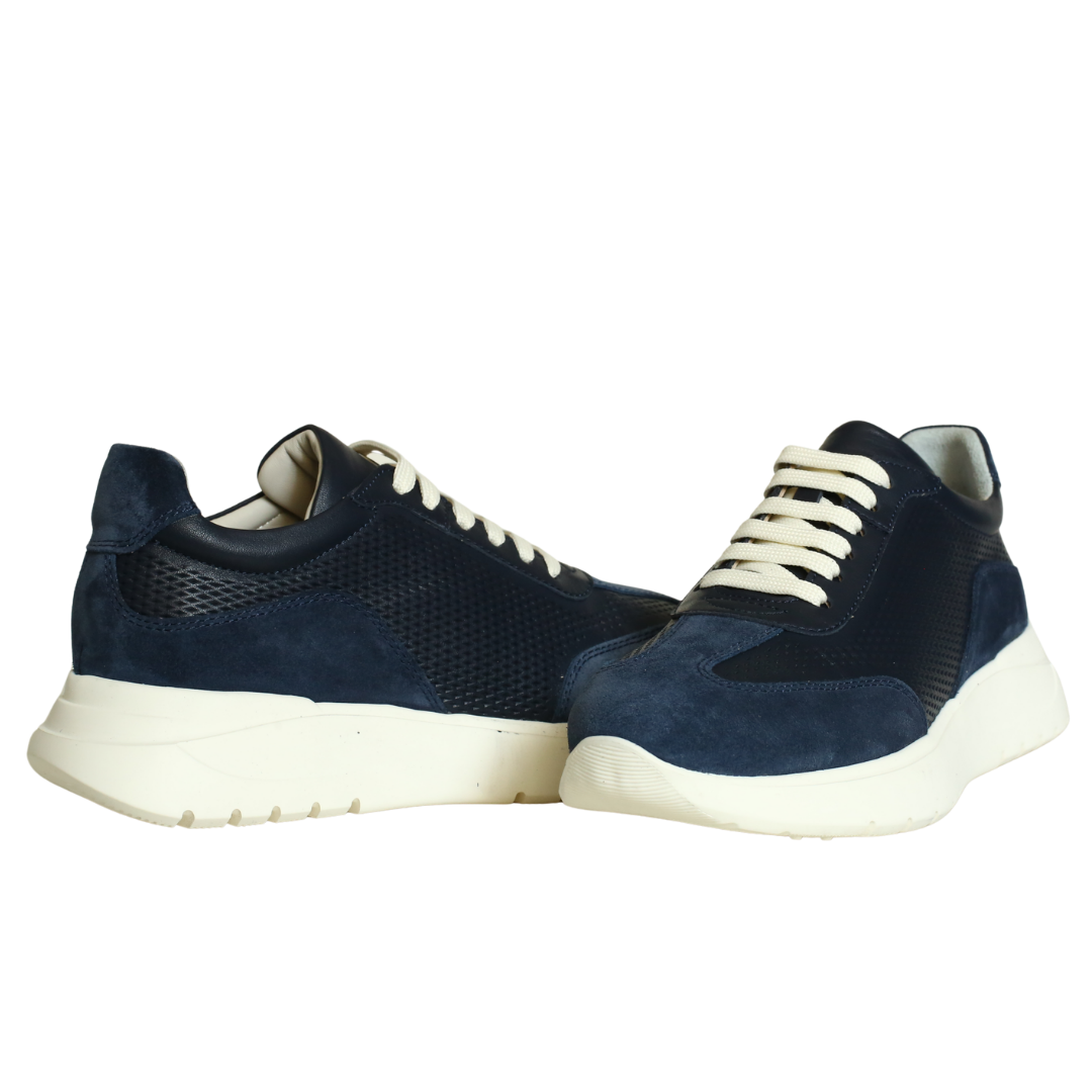 Lacivert Deri Kadın Sneaker
