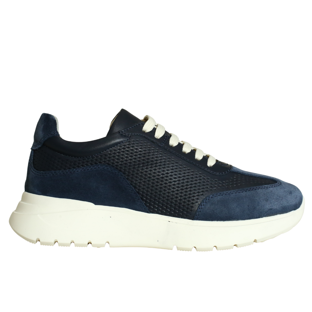 Lacivert Deri Kadın Sneaker