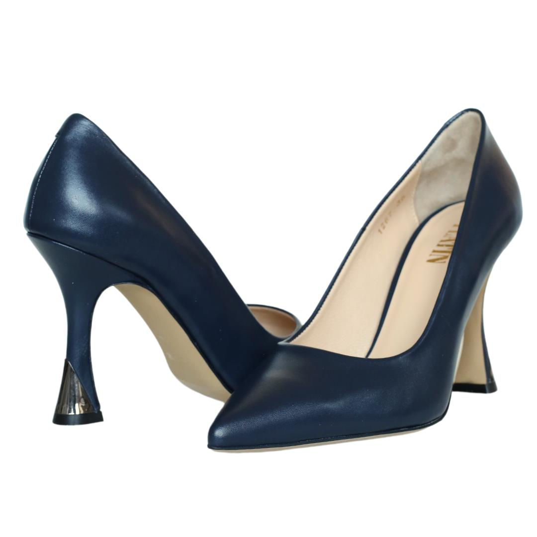 Lacivert Deri Kadın Stiletto