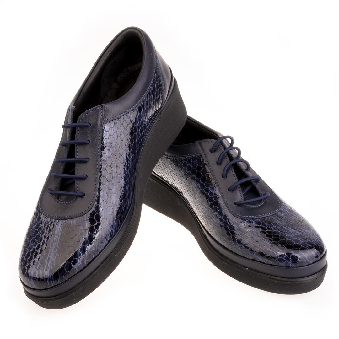 Lacivert Python Baskı Kadın Dolgu Topuk Ayakkabı