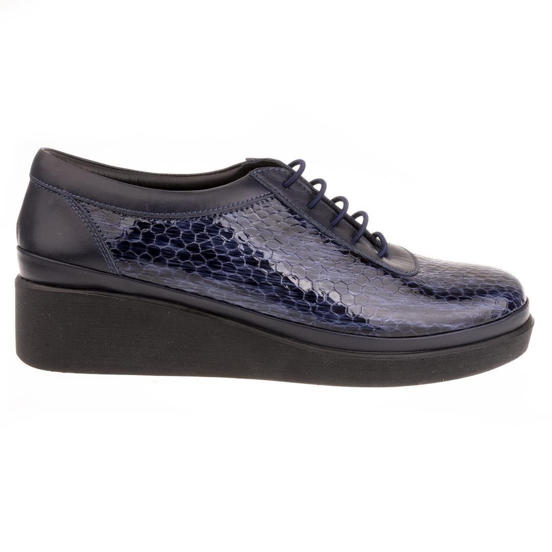 Lacivert Python Baskı Kadın Dolgu Topuk Ayakkabı