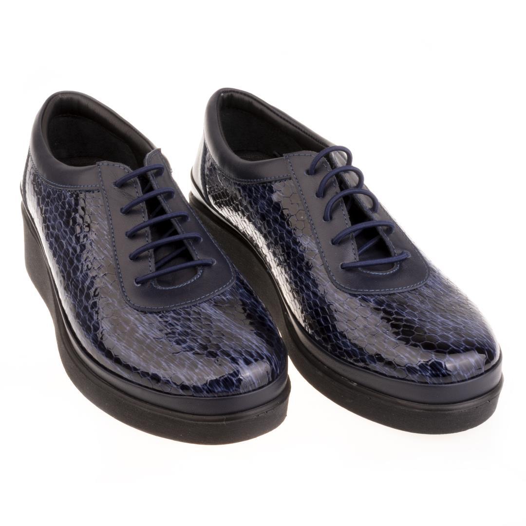 Lacivert Python Baskı Kadın Dolgu Topuk Ayakkabı