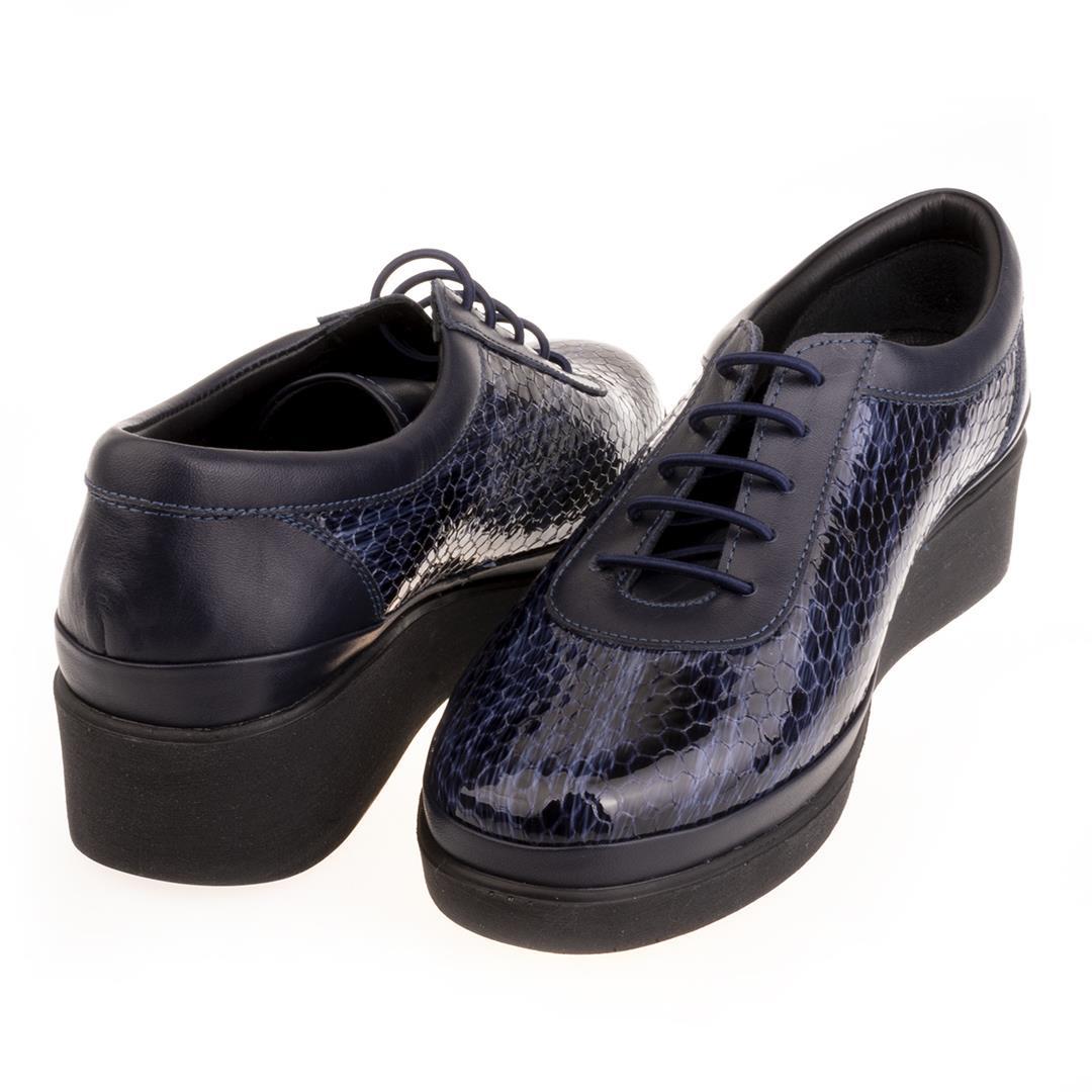 Lacivert Python Baskı Kadın Dolgu Topuk Ayakkabı