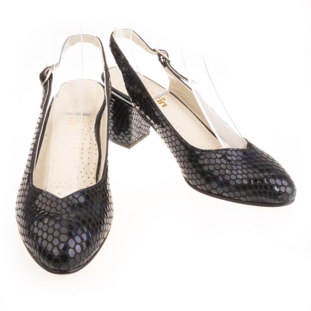 Lacivert Python Baskı Kadın Klasik Topuklu Ayakkabı