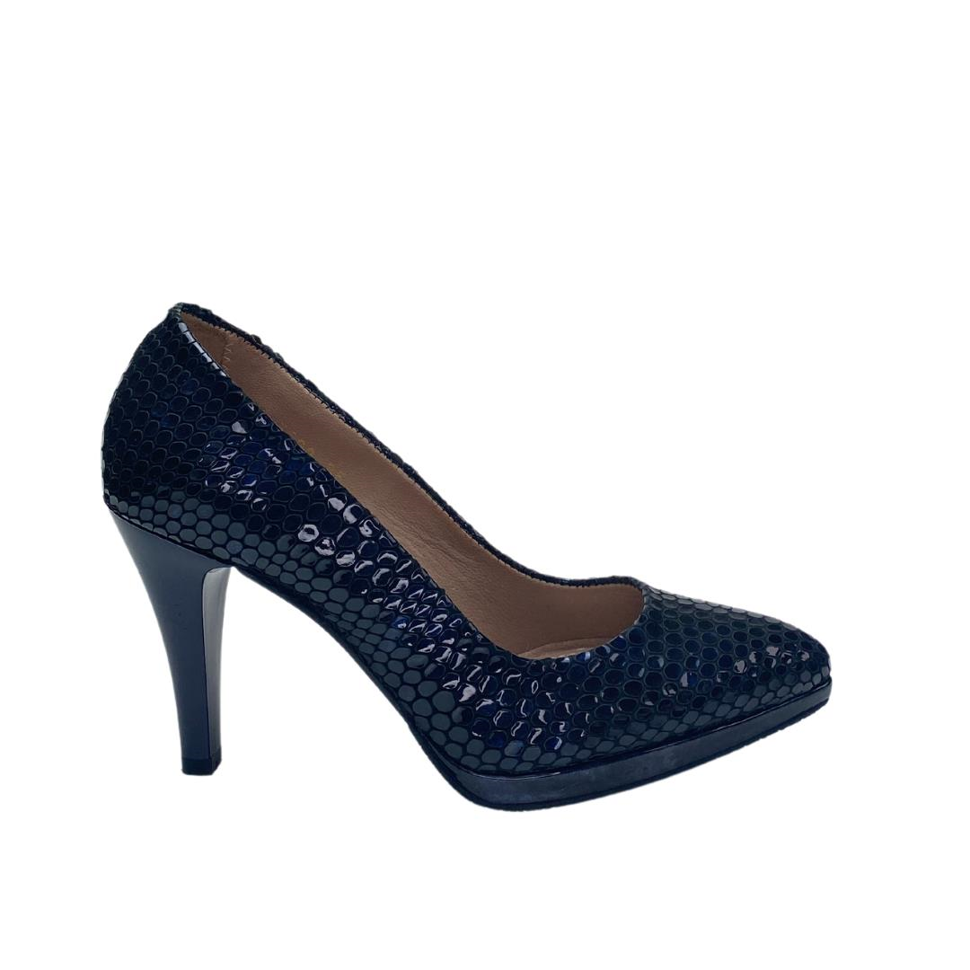 Lacivert Python Baskı Kadın Platform Topuklu Abiye Ayakkabı