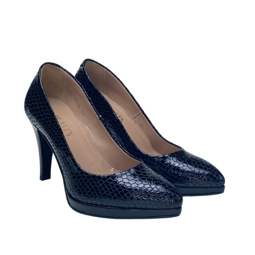 Lacivert Python Baskı Kadın Platform Topuklu Abiye Ayakkabı