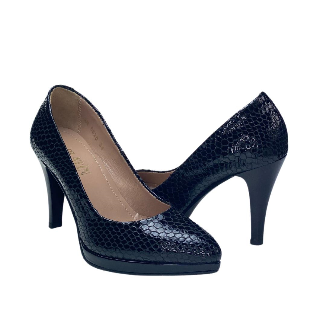 Lacivert Python Baskı Kadın Platform Topuklu Abiye Ayakkabı