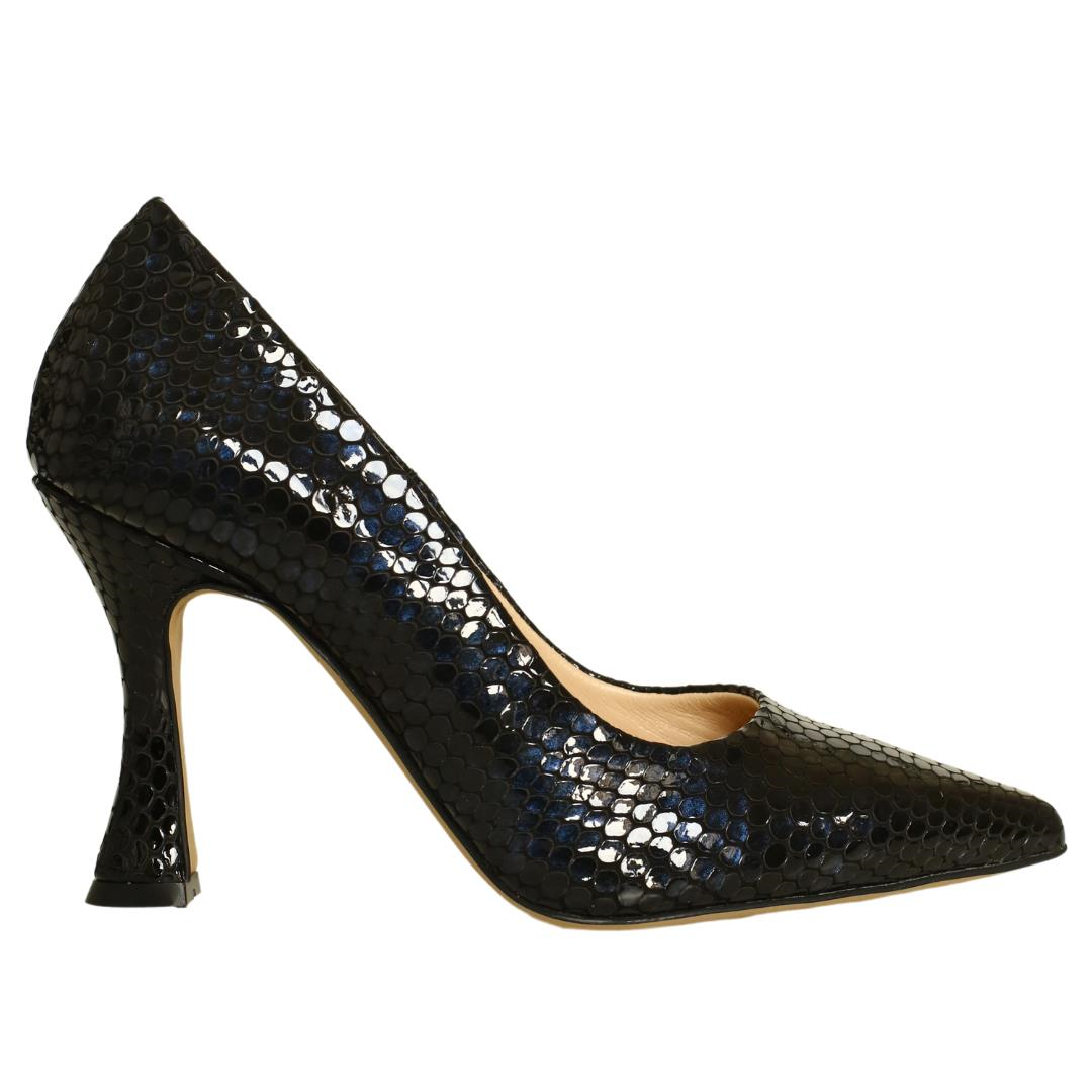 Lacivert Python Baskı Kadın Stiletto