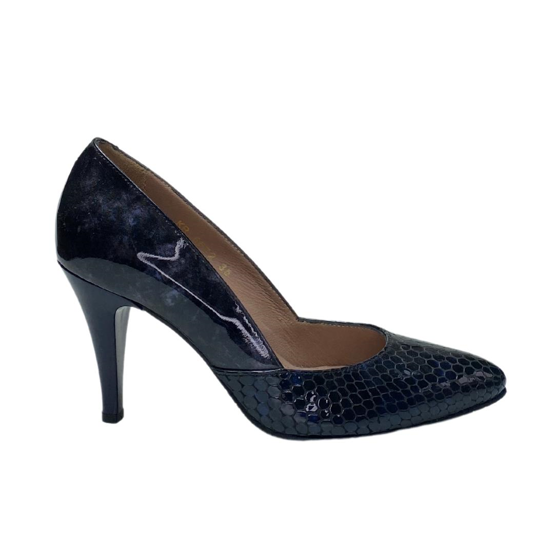 Lacivert Python Baskı Kadın Stiletto Ayakkabı