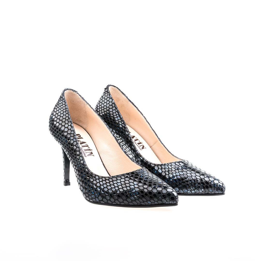 Lacivert Python Baskı Kadın Stiletto Ayakkabı