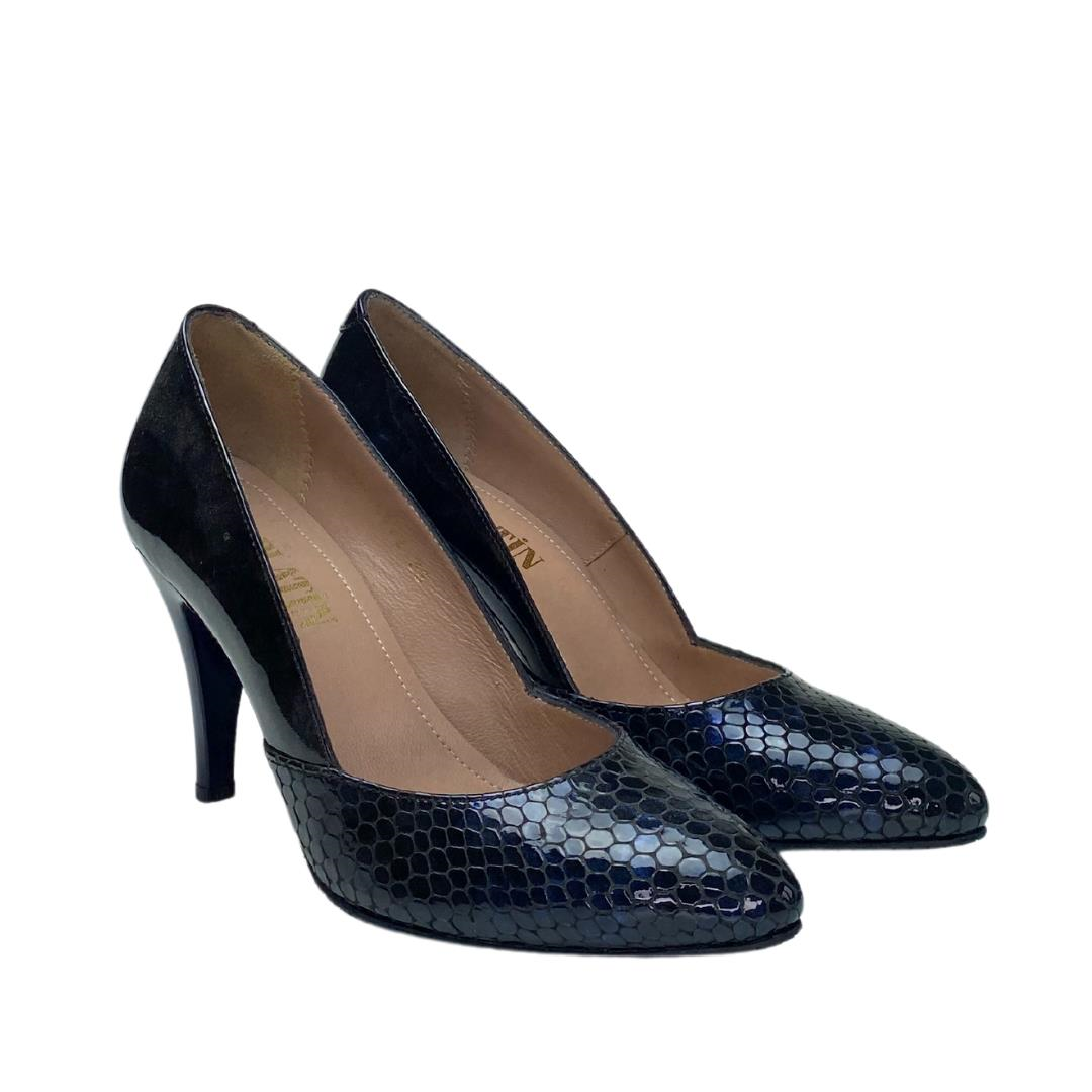 Lacivert Python Baskı Kadın Stiletto Ayakkabı