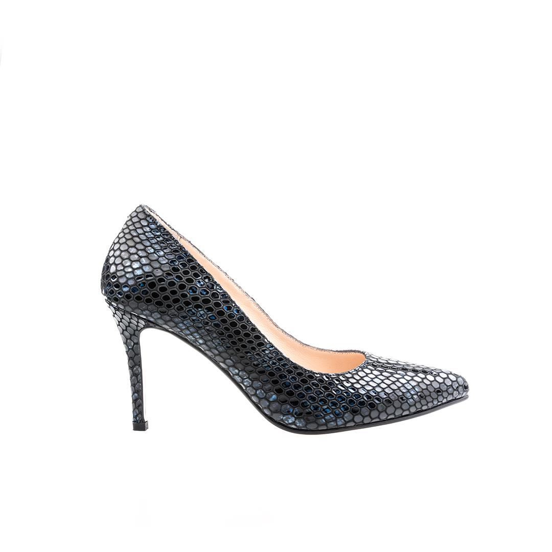 Lacivert Python Baskı Kadın Stiletto Ayakkabı