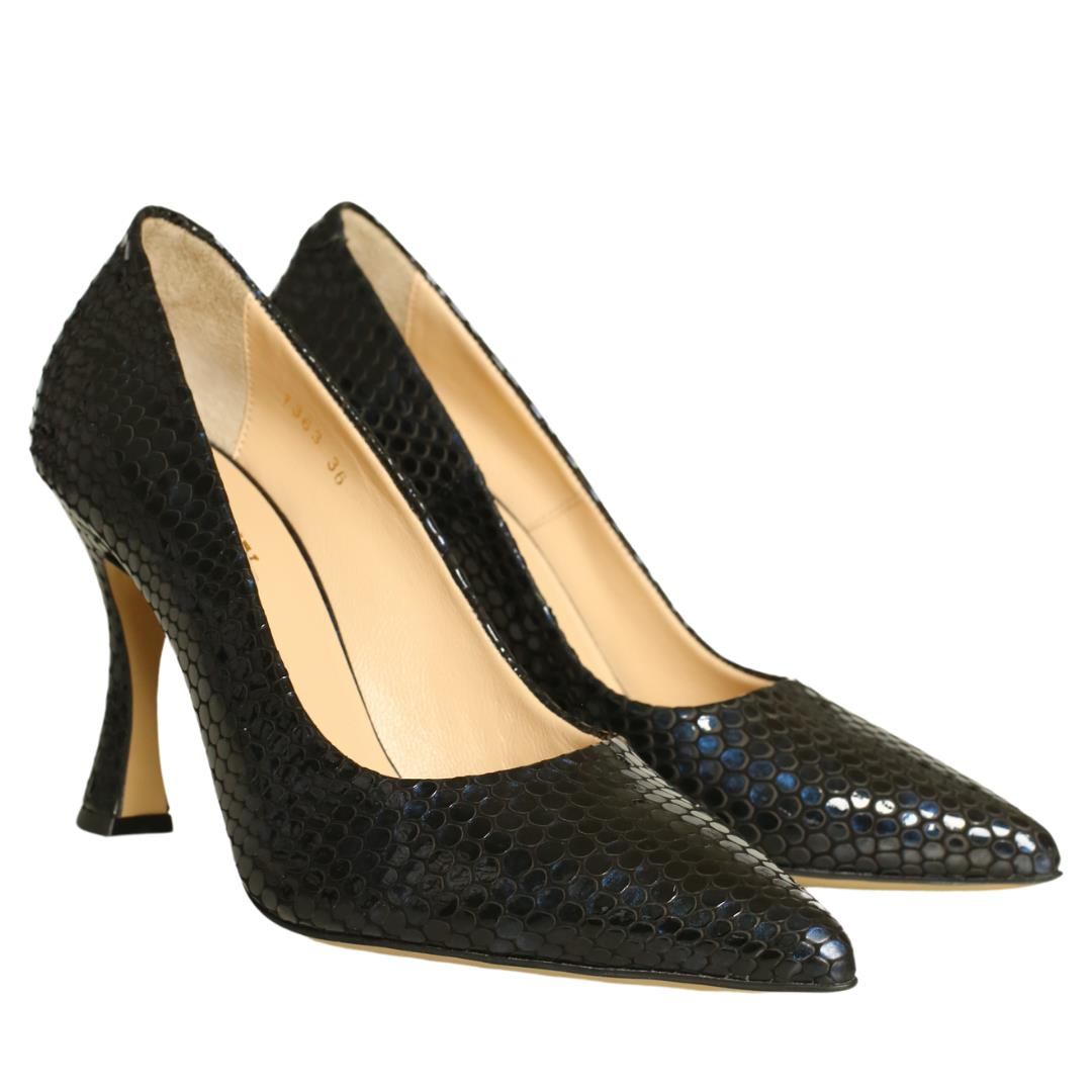 Lacivert Python Baskı Kadın Stiletto
