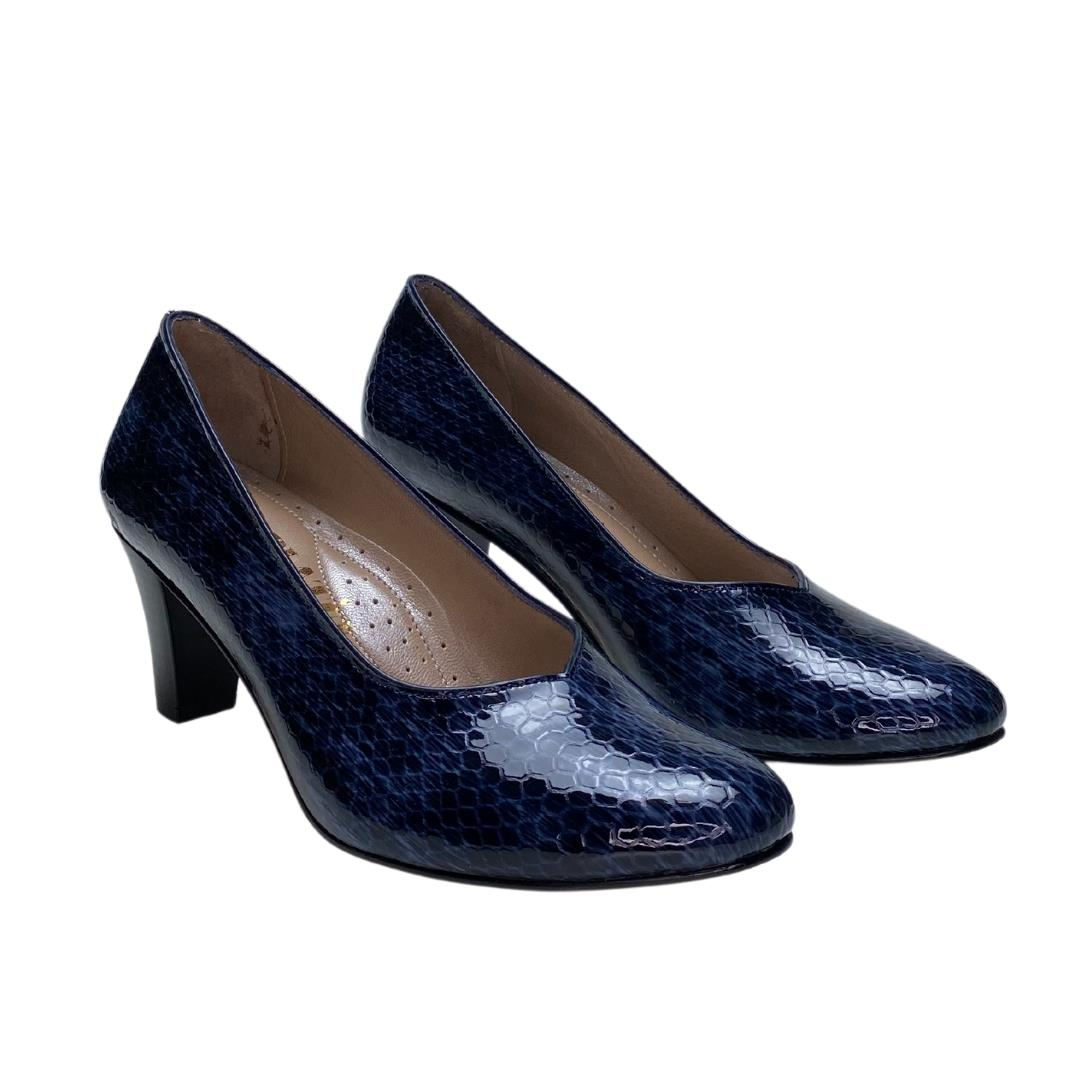 Lacivert Python Baskı Kadın Topuklu Ayakkabı