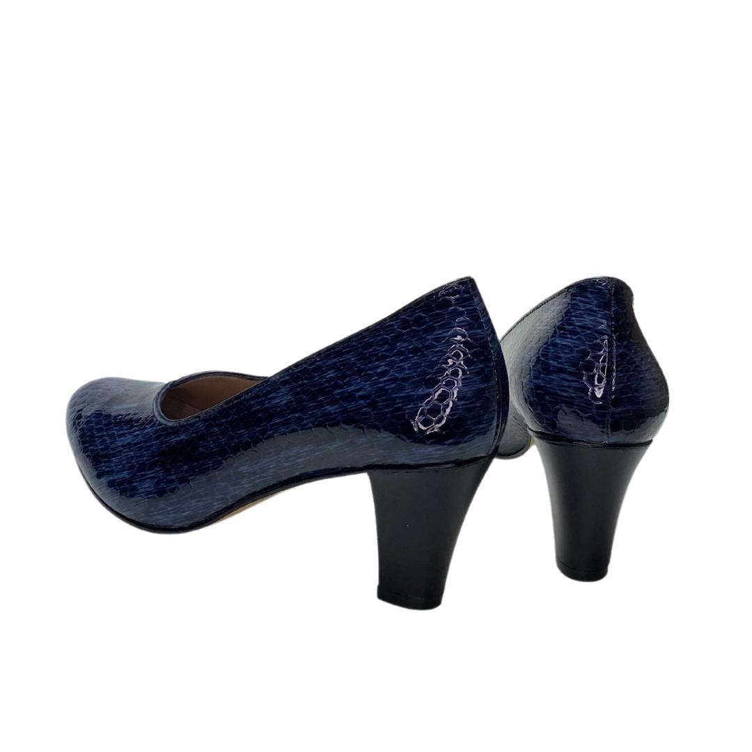 Lacivert Python Baskı Kadın Topuklu Ayakkabı