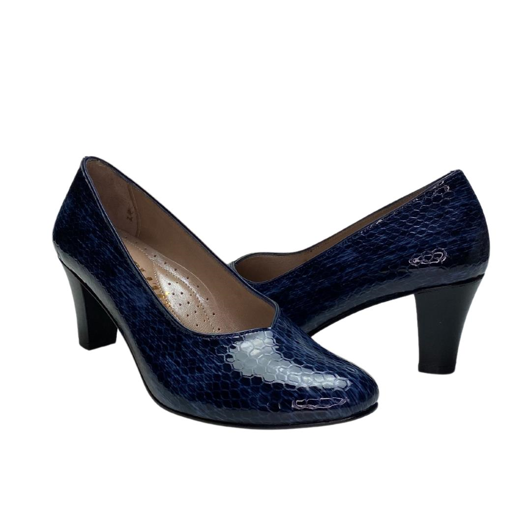 Lacivert Python Baskı Kadın Topuklu Ayakkabı