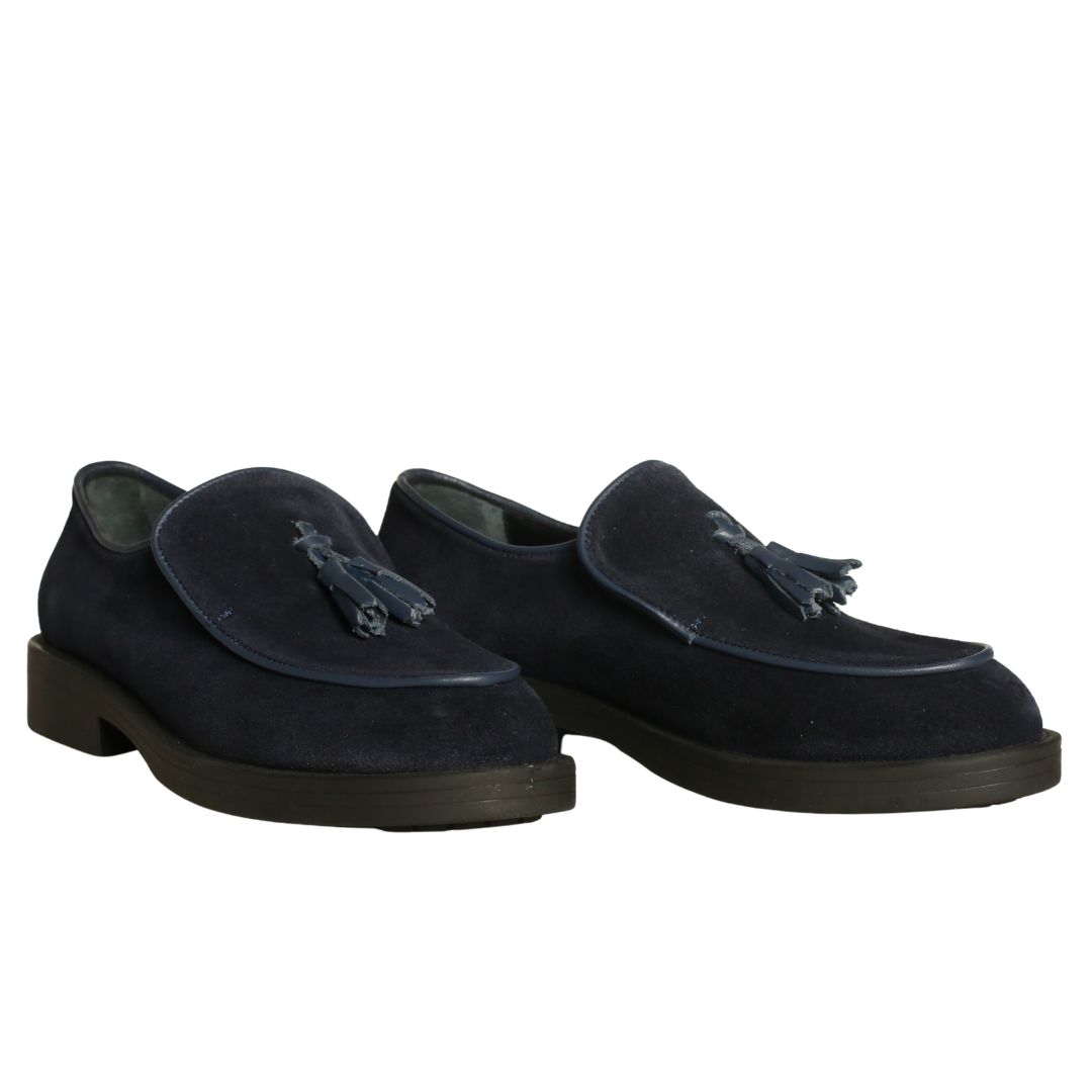 Lacivert Süet Kadın Püsküllü Loafer