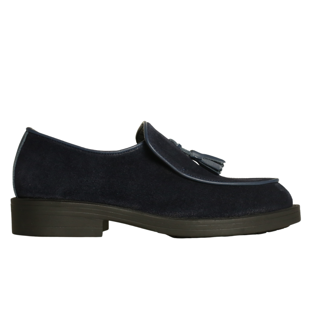 Lacivert Süet Kadın Püsküllü Loafer