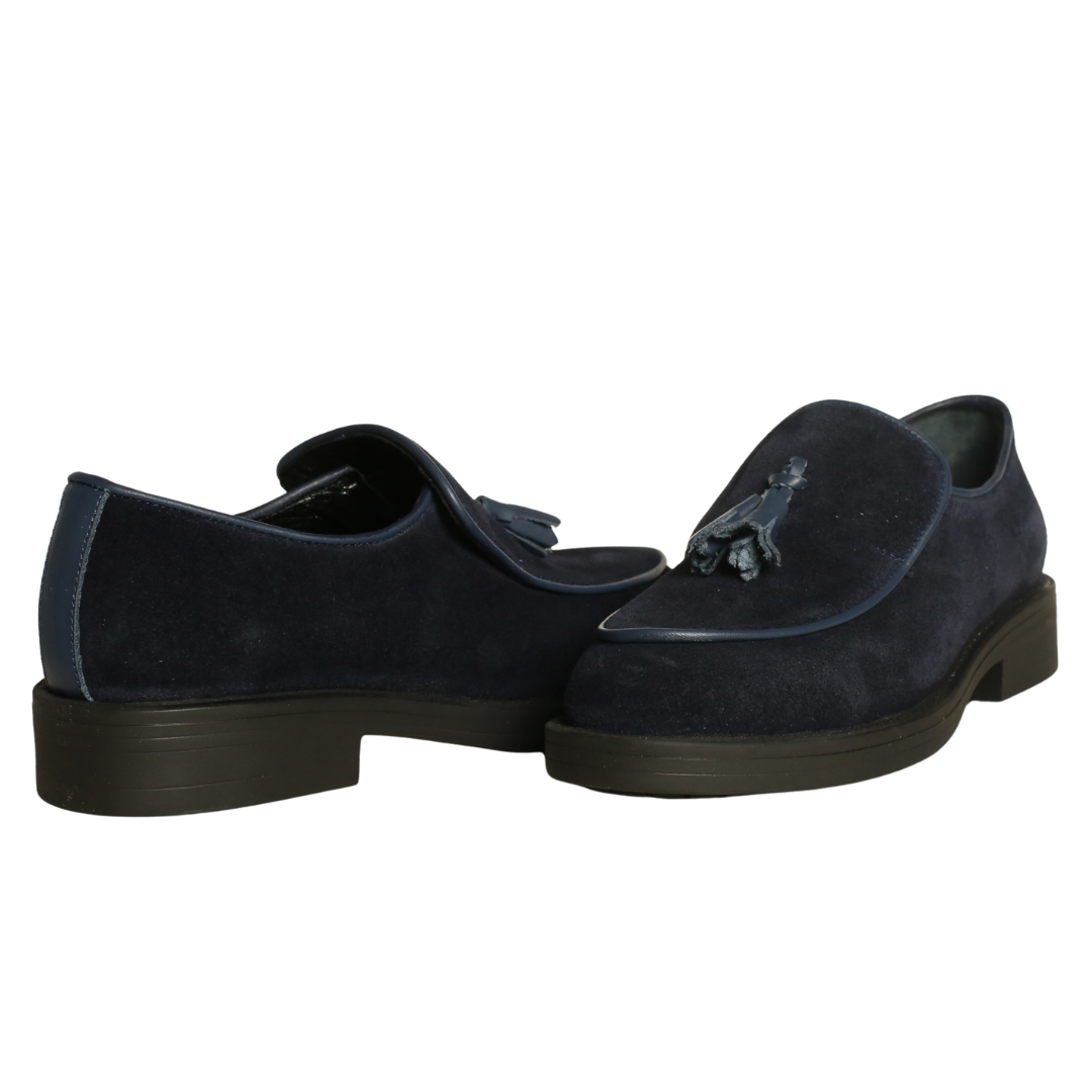 Lacivert Süet Kadın Püsküllü Loafer