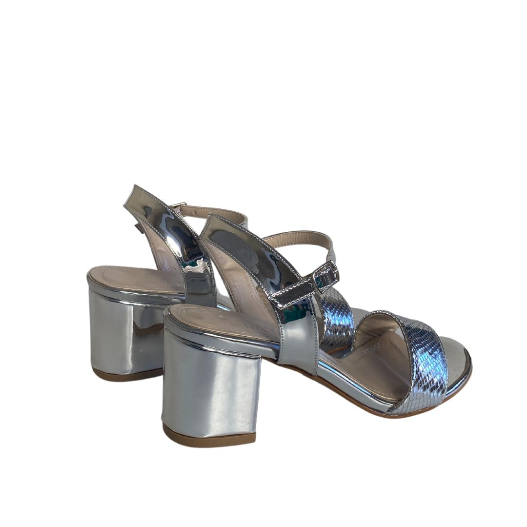 Lame Python Baskı Bilekten Bantlı Kadın Topuklu Ayakkabı